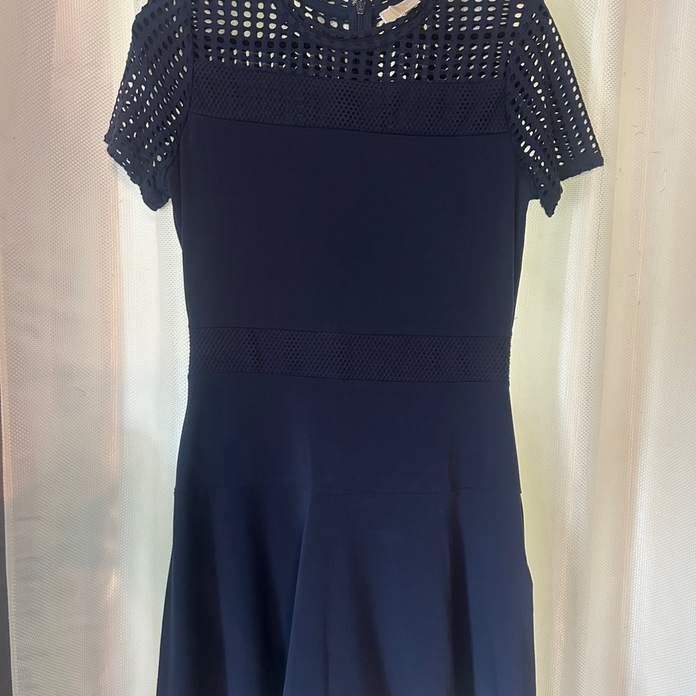 Michael Kors Navy Dress with Mesh Accents